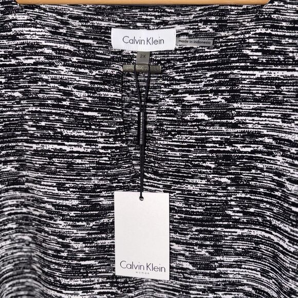 Calvin Klein Womens Black & White Sleeveless Tank Top Size 2X NWT Keyhole Neck - Picture 4 of 10